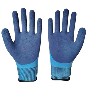 Guantes de trabajo con agarre completamente recubiertos impermeables de látex azul Guantes impermeables de Palma de látex Doble - Product Image 2