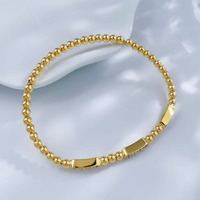 Bracelet élastique à trois segments serti de diamants de laboratoire en or jaune 18 carats, bijoux de mode pour femmes, vente en gros