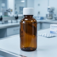 Flacon en plastique PET ambré de 250 ml pour sirop, avec bouchon à vis, emballage pharmaceutique, flacon pour médicaments