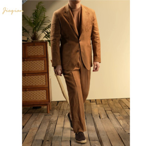Costume 2 pièces respirant en lin <span class=keywords><strong>et</strong></span> lyocell pour <span class=keywords><strong>homme</strong></span> – Coupe décontractée, idéal pour l'été, les occasions formelles, les vacances <span class=keywords><strong>et</strong></span> le bureau - Product Image 2