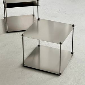 رف أرضي من الفولاذ المقاوم للصدأ بثلاث طبقات بتصميم عصري بسيط قابل للتكديس لتخزين غرفة المعيشة - Product Image 4
