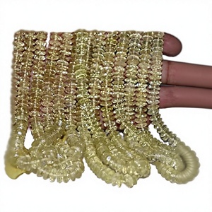 Perles de quartz citron facettées en rondelles, technique de coupe allemande naturelle, 6,5-8,5 mm, trou de 0,5 mm, prix de gros - Product Image 3