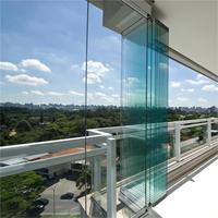 Interior Frameless Glass Sliding Door System Commercial Meeting Room Office Mall Frameless Glass Partition Wall Accessories