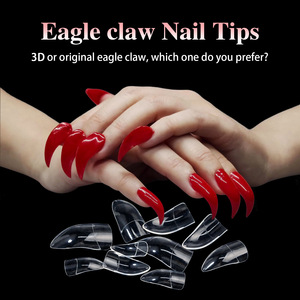 100 faux ongles en acrylique transparents blancs à couverture complète, courbés en forme d'aigle, pour extension et manucure - Product Image 5