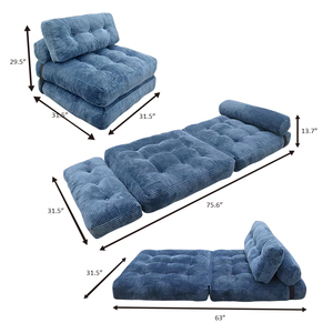 Convertible Reclining Extendable Multi-functional <b>Foldable</b> L-Shape Modern <b>Sofa</b> <b>Bed</b> Corduroy Fabric Bedroom Outdoor Use Living - Product Image 3