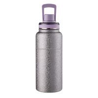 Bouteille d'eau sport à double paroi isolée sous vide, revêtement titane, large ouverture, 18oz/32oz, acier inoxydable écologique