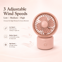Ventilateur de bureau USB portable en gros, rechargeable 2000 mAh, 3 vitesses, 90° °   Ventilateur oscillant sans fil de type C