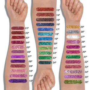 Glitter tutkal su geçirmez ve leke geçirmez hiçbir chalky gevşek pigment göz farı flakes tıknaz Glitter toz makyaj göz farı tutkal