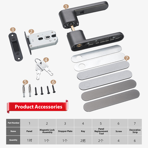 इतालवी चिक स्लीक आधुनिक न्यूनतम इनडोर दरवाजा लॉक स्लीक चुंबकीय बेडरूम हैंडल - Product Image 2