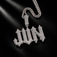 Collier chaîne avec pendentifs lettres personnalisables DIY Hip Hop 26 pièces en laiton et zircon cubique, bijoux tendance