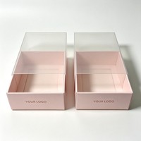 Boîtes en papier roses personnalisées à 6 compartiments pour emporter, boîtes d'emballage pour pâtisserie, chocolat, boulangerie, avec un dessus transparent