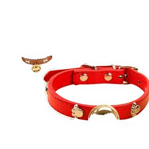 Qbellpet Neues PU Luxus-Hundehalsband mit Personalisiertem Einfarbigem Muster, Bandverzierung, Knopfverschluss und Geräuschreduzierender Glocke - Product Image 4