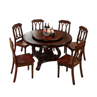 Ensemble de table et chaises de salle à manger contemporaines en chêne massif, table ronde, écologique, durable, 6 places, meubles de salle à manger