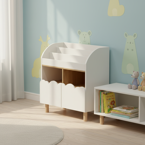 Librería <span class=keywords><strong>Blanca</strong></span> de Madera con 2 Estantes, Librería Infantil para Dormitorio y Sala de Estar - Product Image 6
