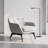 Fauteuil d'appoint moderne et minimaliste rembourré avec accoudoirs en tissu et pieds en bois massif pour salon, bureau à domicile, chambre, hôtel, salle de séjour