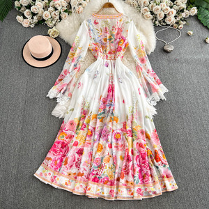 Vendita Diretta dalla Fabbrica 2026 <span class=keywords><strong>Elegante</strong></span> Abito Lungo da Donna, Vestito da Sera Stampato <span class=keywords><strong>con</strong></span> <span class=keywords><strong>Scollo</strong></span> a V Profondo e Fibbia, Design Lungo e Snellente - Product Image 2