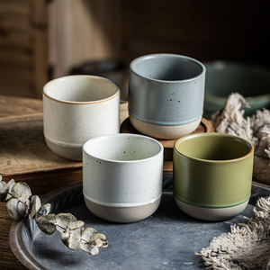 Vintage Handmade Pottery Espresso Cup Kung Fu Tea Master Cup Ceramic Coffee Cup for Home Office Use - Product Image 1