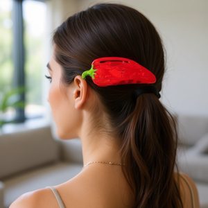Fermaglio per Capelli Angelina a Forma di Peperoncino 11cm, Accessorio Moda Donna per Uso Quotidiano, Alta Qualità, Stile Verdura in Plastica - Product Image 2