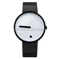 Reloj de pulsera de diseño creativo minimalista de alta calidad elegante punto y línea simple con reloj de forma de cuarzo para hombres y mujeres