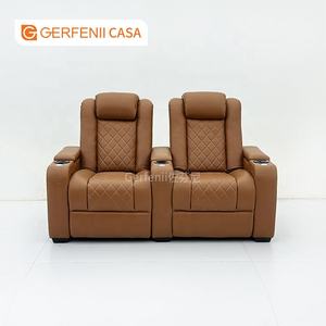 أثاث سينما منزلية عصري بمقاعد جلد أصلي وطاولة أنيقة لغرفة المعيشة مع أرجل معدنية - Product Image 3