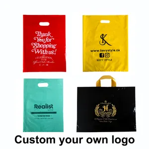 Prix usine logo personnalisé imprimé ldpe hdpe plastique découpé merci transporteur shopping sacs d'emballage