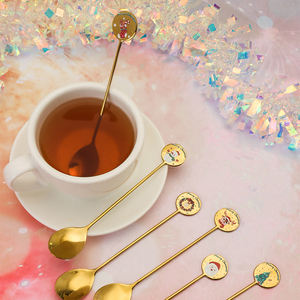 Cuchara Tenedor de acero inoxidable para Navidad, juego de cucharas para café, postre, plata y oro, con caja de regalo, novedad - Product Image 5