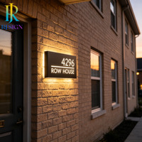 Panneau de numéro de maison LED moderne étanche rétroéclairé pour cour, villa, manoir, jardin, portail extérieur, enseigne de porte 3D