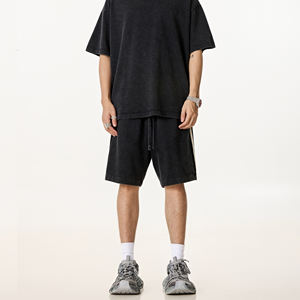 Shorts de jogging vintage desgastados con lavado ácido, efecto descolorido por el sol y lavado a la piedra, de estilo urbano, para verano, ropa deportiva. - Product Image 3