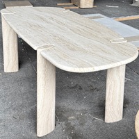Table de salle à manger en pierre super blanche de conception moderne directe d'usine d'Italie Table à thé en travertin blanc de riz poli Garantie 1 an