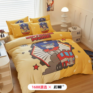 Juego de Ropa de Cama de Algodón con Dibujos Animados de Transformers, 4 Piezas, para Niños, Dormitorio, Primavera 2026 - Product Image 1