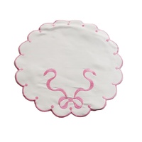 Set de table moderne en lin brodé à la main motif vague 40x40cm, lavable, résistant à la chaleur, écologique, durable, personnalisable Yunrou Home