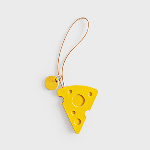 QY Handmade Genuine Leather Cheese Keychain Cute <b>Bag</b> Charm Car <b>Key</b> <b>Ring</b> Pendant Gift Accessories for Women - Product Image 4