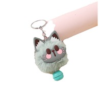 Porte-clés créatif en forme de chat porte-bonheur avec boule de fourrure, motif visage de chat, pour sac, pendentif, clé de voiture, cadeau, vente en gros, fabriqué en Chine