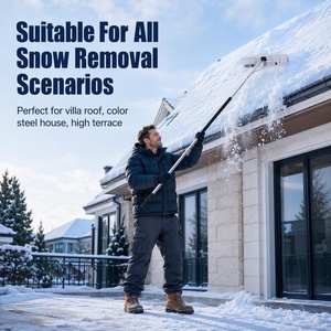 Rastrillo telescópico para nieve de techo de 1.48-6.1m con rueda, herramienta de eliminación de nieve de 5 secciones con mango de aluminio y plástico para techos, garantía de calidad - Product Image 3
