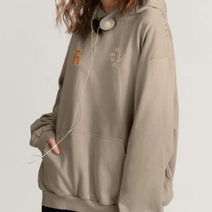 Sudadera con Capucha de Algodón Lavado Estilo Vintage, Hombros Caídos, Oversize, para Mujer, Estilo Hip Hop, Personalizable - Product Image 5