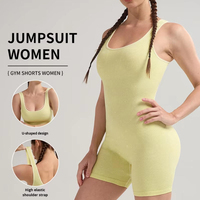 Nouveau design, body une pièce sans couture en nylon et spandex avec fil argenté, dos nu, sans manches, coupe short, pour un style de vie actif