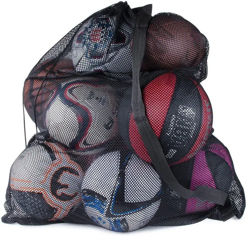 กระเป๋าตาข่ายใส่ลูกฟุตบอลแบบมีเชือกรูด,กระเป๋าทรงลูกบอลกีฬาสะพายไหล่จากโรงงานเซินเจิ้น
