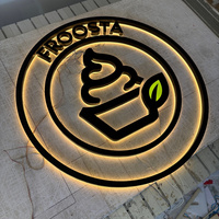 Letrero LED Personalizable con Logotipo Metálico, Letrero 3D Retroiluminado para Recepción de Negocios, Letrero Personalizado para Cafetería