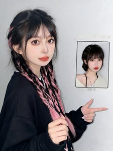 Parrucche a coda di cavallo lunga da <span class=keywords><strong>donna</strong></span> con trecce, doppia trama a macchina, in fibra resistente alle alte temperature, effetto dolce e cool, con riflessi colorati - Product Image 2