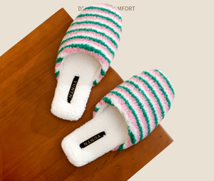 Nouvelle Arrivée Hiver – Chaussons <span class=keywords><strong>en</strong></span> Coton Rayés Doux <span class=keywords><strong>en</strong></span> Polaire <span class=keywords><strong>d</strong></span>'<span class=keywords><strong>Agneau</strong></span> pour Couples, Chauds et Antidérapants, pour l'Intérieur (Femmes et Hommes) - Product Image 4