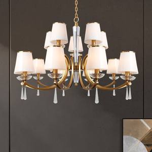 Custom Copper Factory price Modern <b>Light</b> Luxury Brass Chandelier White Glass Shade Rod <b>Light</b> for <b>Dining</b> Room living room - Product Image 1