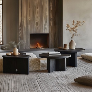 Mesa de centro redonda de diseño moderno de ceniza de lujo para sala de estar y comedor, mesa pequeña de estilo granja para uso doméstico - Product Image 2