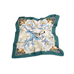 Fular <b>Silk</b> <b>Scarf</b> 70x70Cm Leaf Print <b>Square</b> Women Fashion Accessory Elegant Multi Functional All Seasons 100% <b>Silk</b> - Product Image 2