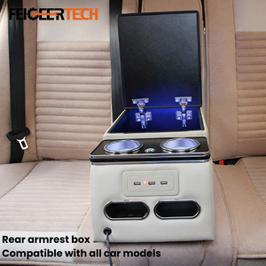 Feigeer Tech <span class=keywords><strong>Accoudoir</strong></span> universel pour voiture, installation facile sur la console centrale avec sac de rangement, support de main en cuir, coussin de soutien - Product Image 1