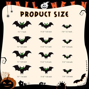 Glow-in-the-Dark Halloween Bat Hanging Decorations - Fluorescent Swing Yard Ornaments with Eyes for Spooky Party Atmosphere - Product Image 2