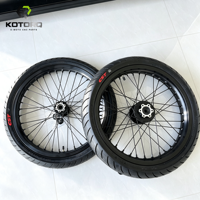 Jeu de roues Supermoto KOTORQ à jantes noires de 17 pouces pour Talaria MX3, jeu de jantes à rayons en aluminium, jantes argentées, amélioration pour la route, amélioration pour E-Moto