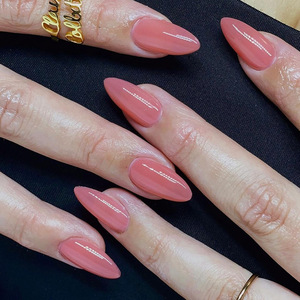 Precio al por mayor: Nuevas <span class=keywords><strong>uñas</strong></span> postizas <span class=keywords><strong>de</strong></span> almendra y ataúd <span class=keywords><strong>con</strong></span> purpurina, <span class=keywords><strong>de</strong></span> alta calidad, a presión. - Product Image 2
