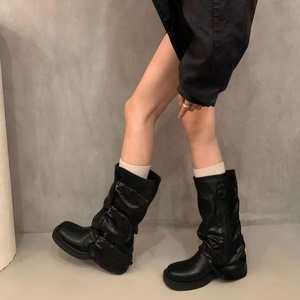 <span class=keywords><strong>Bottes</strong></span> <span class=keywords><strong>Western</strong></span> pliables à talon épais pour <span class=keywords><strong>femme</strong></span>, style slouch, à talon compensé, pour cavalier, vente en gros, collection 2026, offre spéciale - Product Image 2
