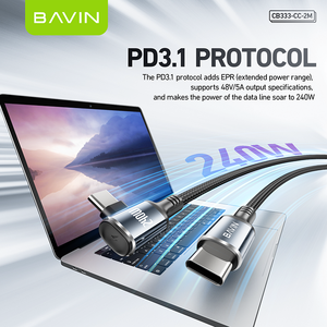 BAVIN Vente en gros CB333 CC 240W 1.2m 2m Pd Type c Usb c <span class=keywords><strong>Chargeur</strong></span> <span class=keywords><strong>rapide</strong></span> pour téléphone portable Câble de données Usb - Product Image 3