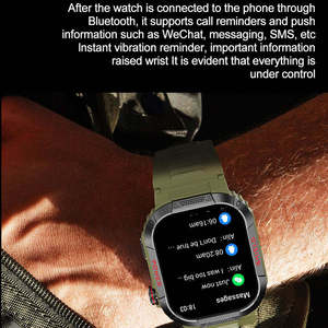Montre connectée sportive triple protection pour hommes, étanche IP68, compatible avec la langue arabe, appels Bluetooth, écran carré IPS - Compatible - Product Image 3